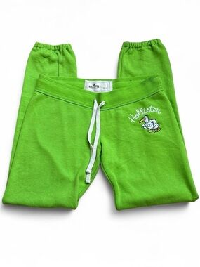 Vintage Y2K Hollister Lime Green Embroidered Seagull Jogger Sweatpants Small